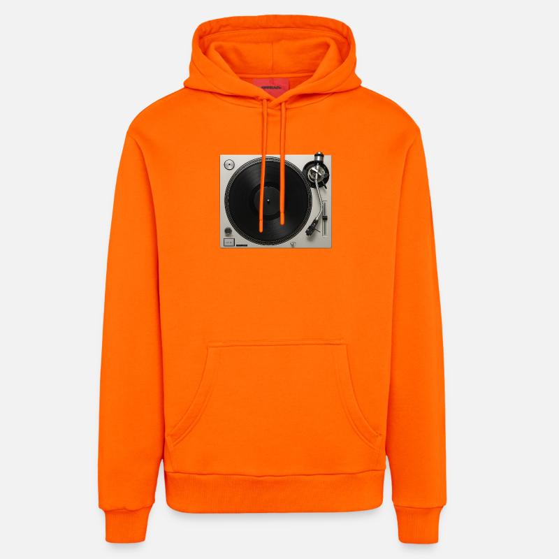 Jeu de vinyle vinyle gramophone platine - Sweat à capuche bio décontracté fabriqué en UE - SUNSET ORANGE