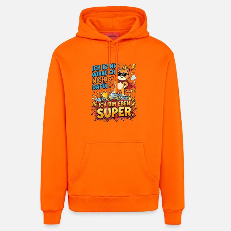 Héros Chat : Je suis juste super - Sweat à capuche bio décontracté fabriqué en UE - SUNSET ORANGE