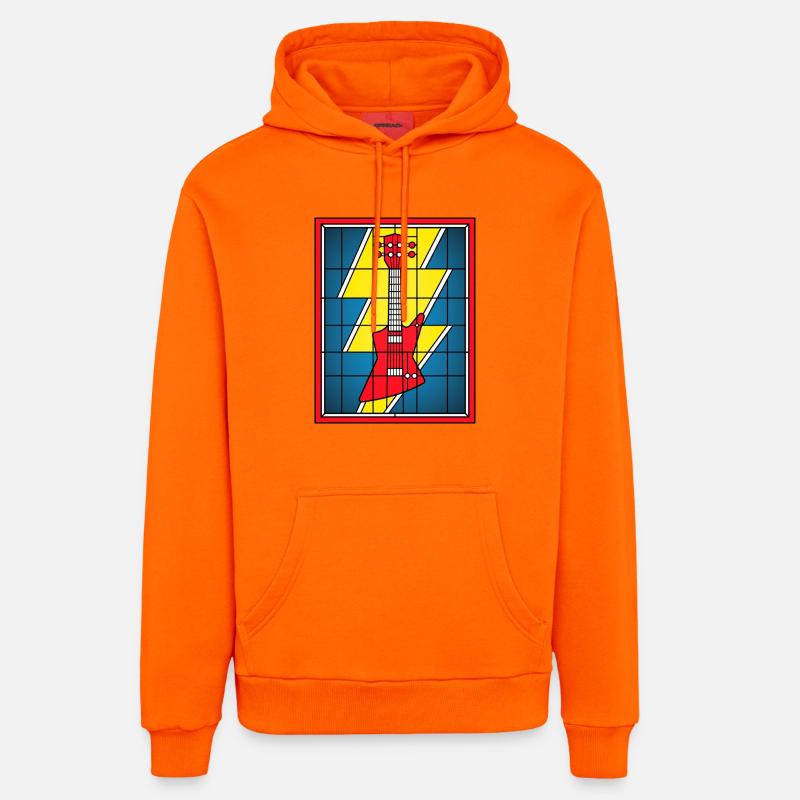 Guitare en vitrail avec éclair - Sweat à capuche bio décontracté fabriqué en UE - SUNSET ORANGE