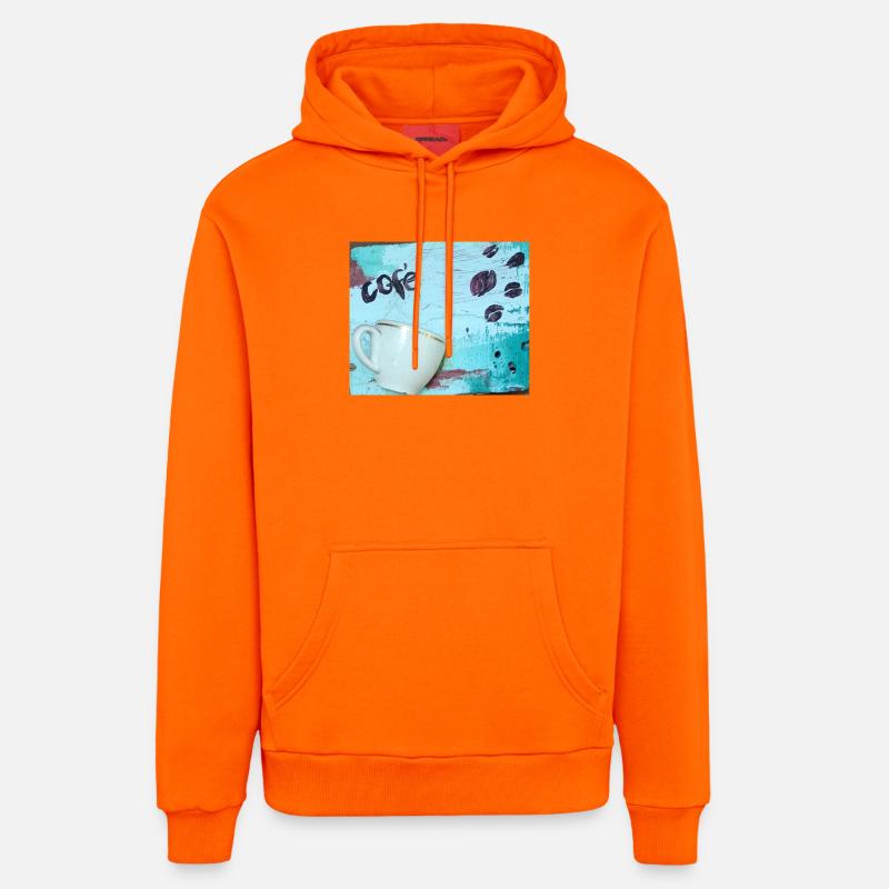 Café - Sweat à capuche bio décontracté fabriqué en UE - SUNSET ORANGE