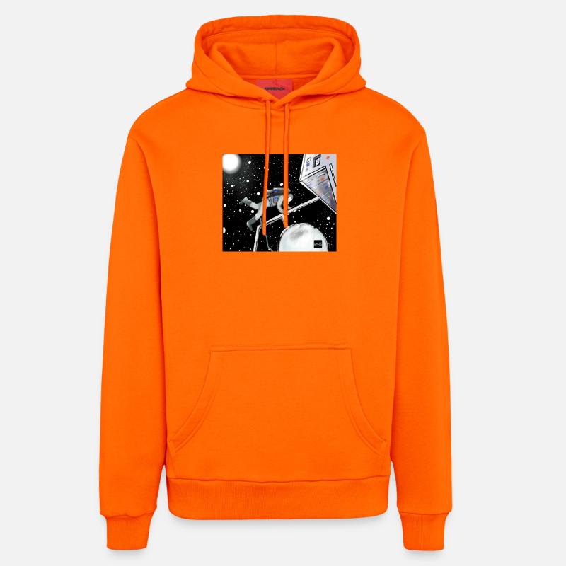 Explorateur spatial en orbite - Sweat à capuche bio décontracté fabriqué en UE - SUNSET ORANGE