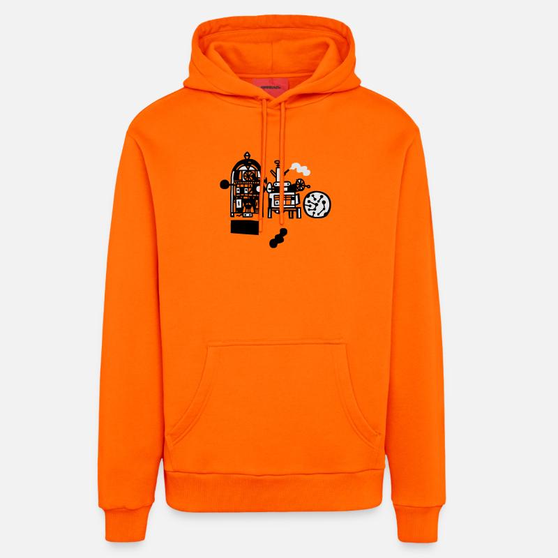 Techno - Sweat à capuche bio décontracté fabriqué en UE - SUNSET ORANGE