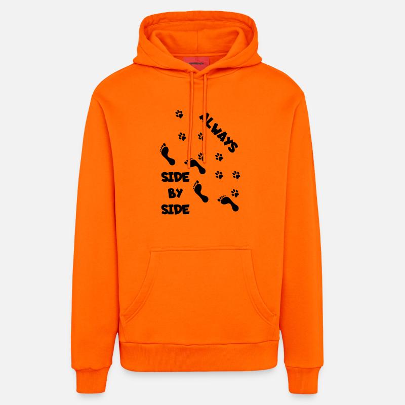 Côte à côte avec chien * - Sweat à capuche bio décontracté fabriqué en UE - SUNSET ORANGE