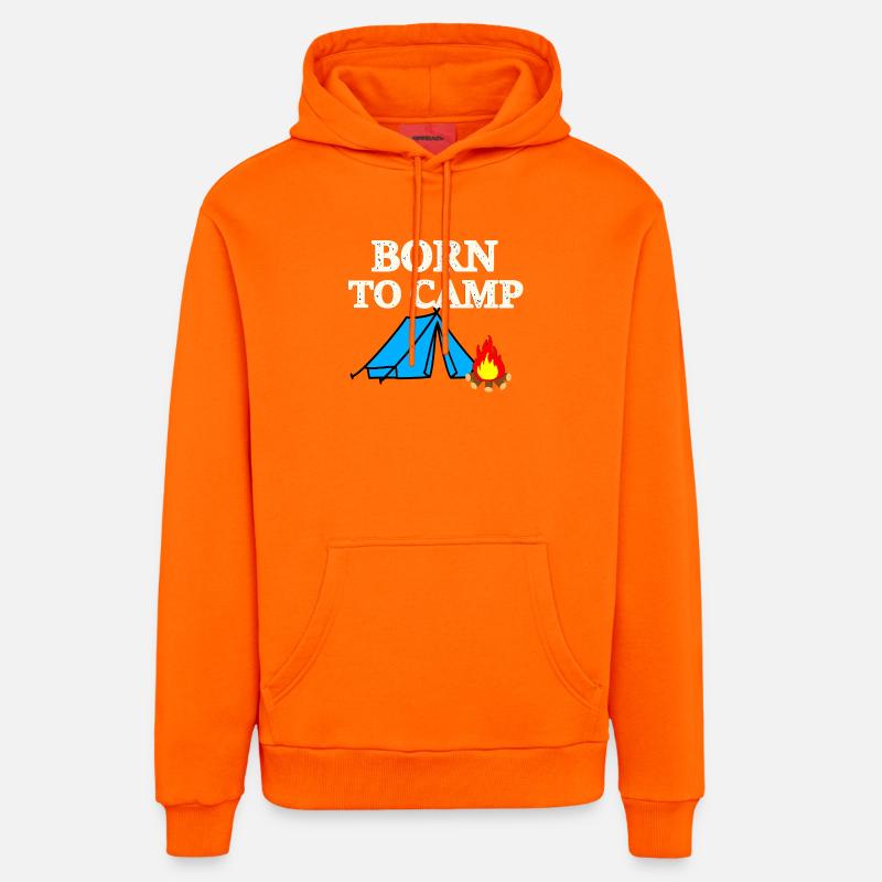 Né pour camper - Sweat à capuche bio décontracté fabriqué en UE - SUNSET ORANGE