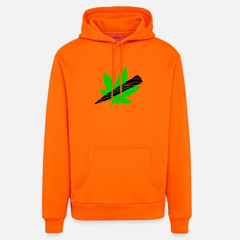 Néon Feuille De Cannabis Graphique - Sweat à capuche bio décontracté fabriqué en UE - SUNSET ORANGE