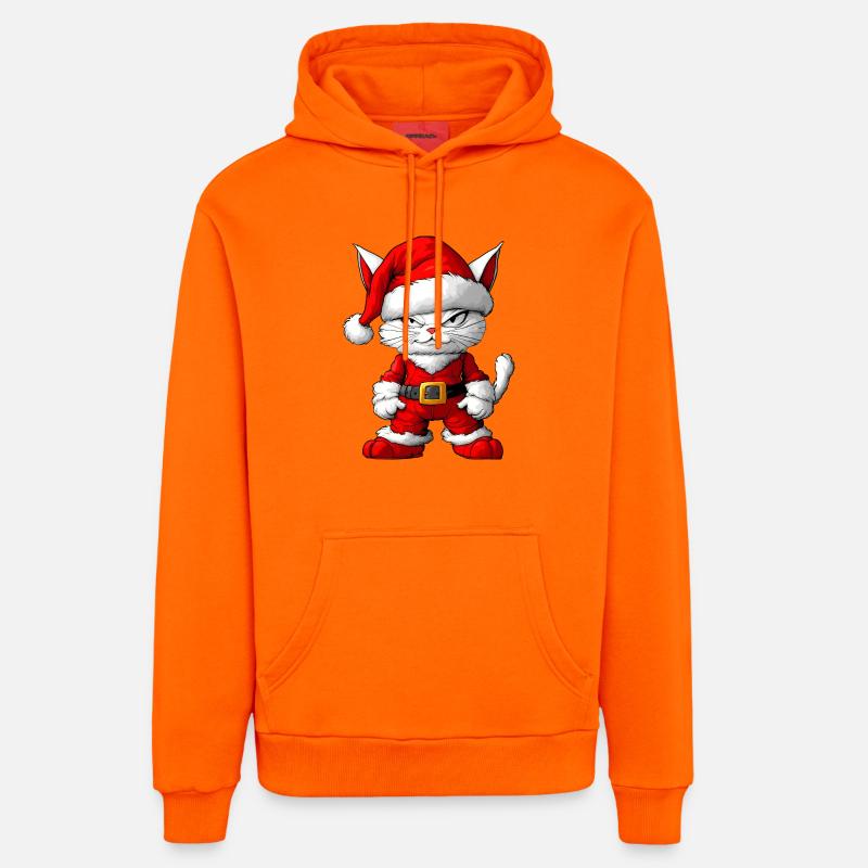 Chat de Noël - Sweat à capuche bio décontracté fabriqué en UE - SUNSET ORANGE