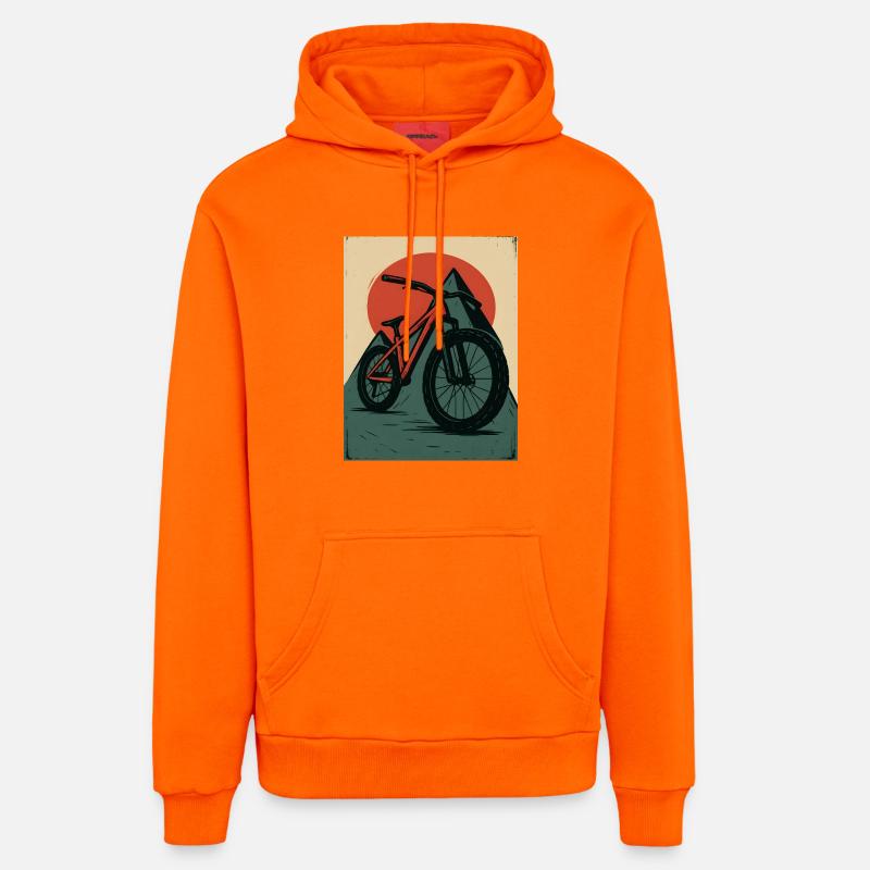 VTT avec soleils et pyramide - Sweat à capuche bio décontracté fabriqué en UE - SUNSET ORANGE