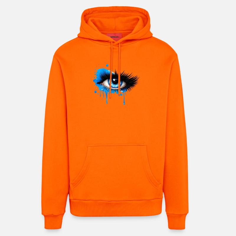 Œil bleu dans le style graffiti - Sweat à capuche bio décontracté fabriqué en UE - SUNSET ORANGE