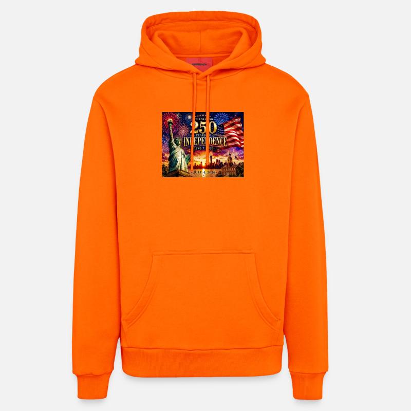 250 ans d’indépendance 1776-2026 - Sweat à capuche bio décontracté fabriqué en UE - SUNSET ORANGE