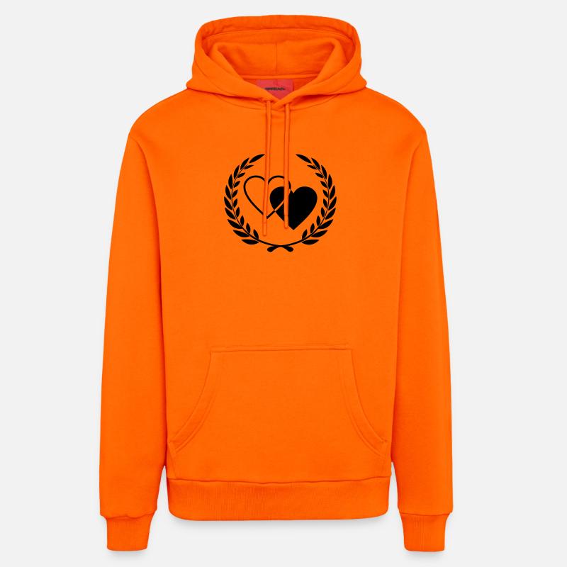 Deux cœurs avec couronne - Sweat à capuche bio décontracté fabriqué en UE - SUNSET ORANGE