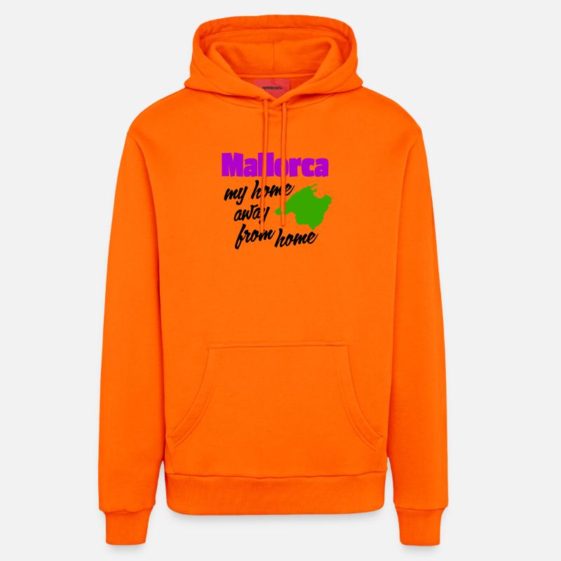 Majorque – ma deuxième maison - Sweat à capuche bio décontracté fabriqué en UE - SUNSET ORANGE