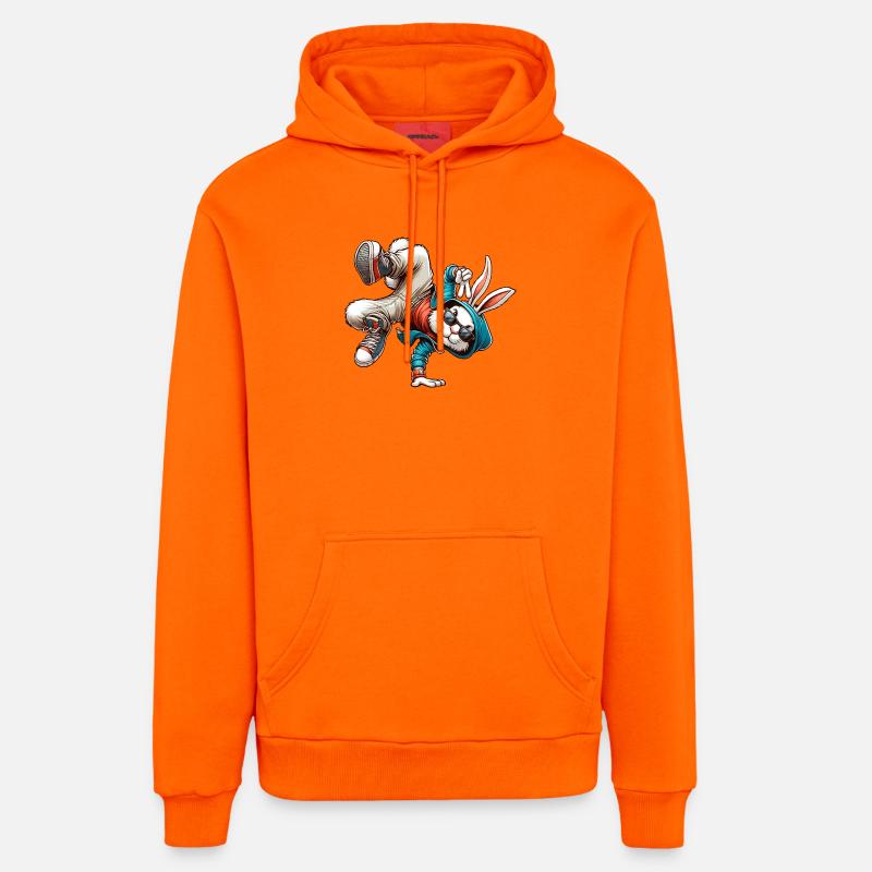 Pâques Pâques Lapin Danse Breakdance - Sweat à capuche bio décontracté fabriqué en UE - SUNSET ORANGE