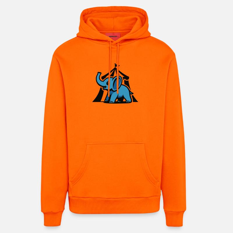 Blue Circus Elephant - Organic Relaxed Hoodie Made in EU - SUNSET ORANGE