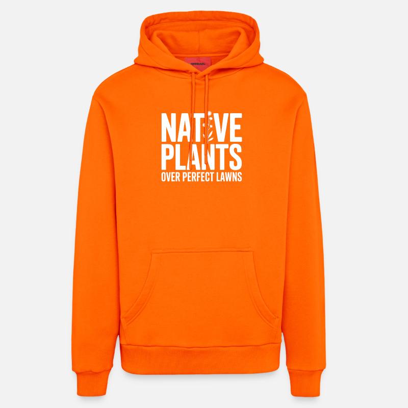 Plantes indigènes sur pelouses parfaites - Sweat à capuche bio décontracté fabriqué en UE - SUNSET ORANGE