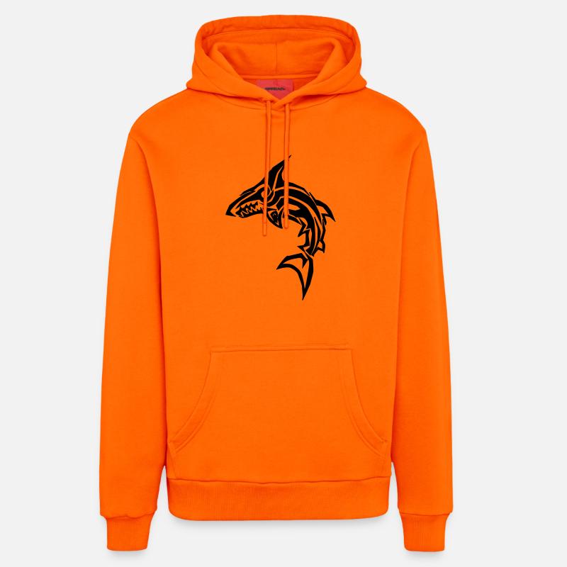 Requin tribal - Sweat à capuche bio décontracté fabriqué en UE - SUNSET ORANGE