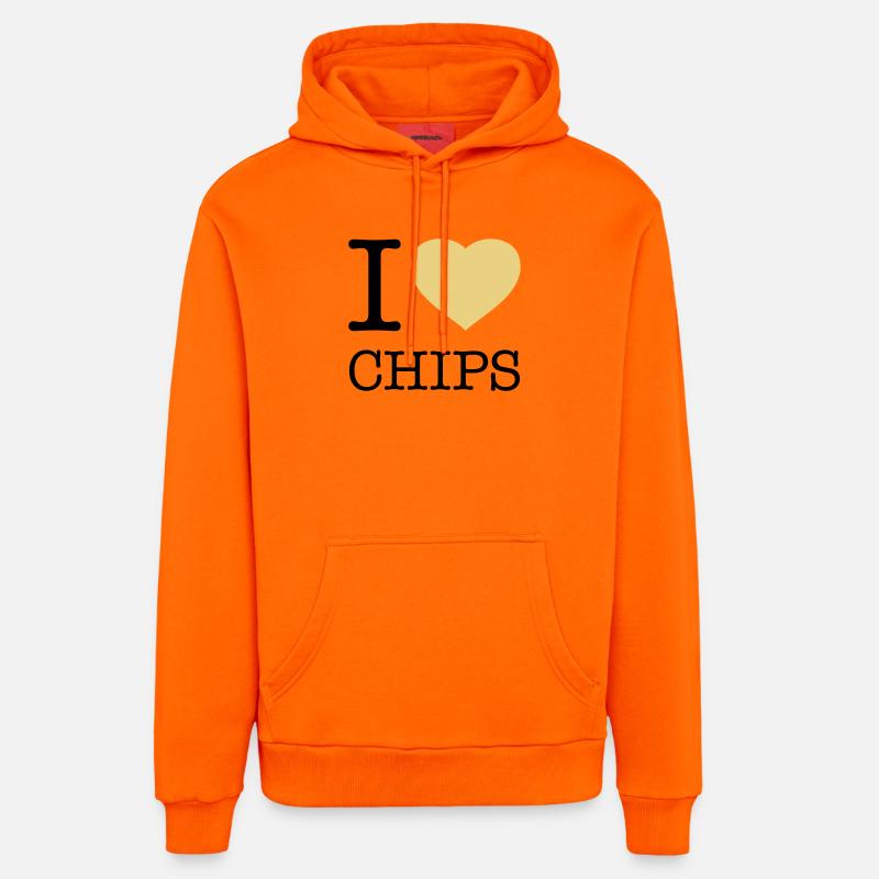 I LOVE CHIPS - Sweat à capuche bio décontracté fabriqué en UE - SUNSET ORANGE