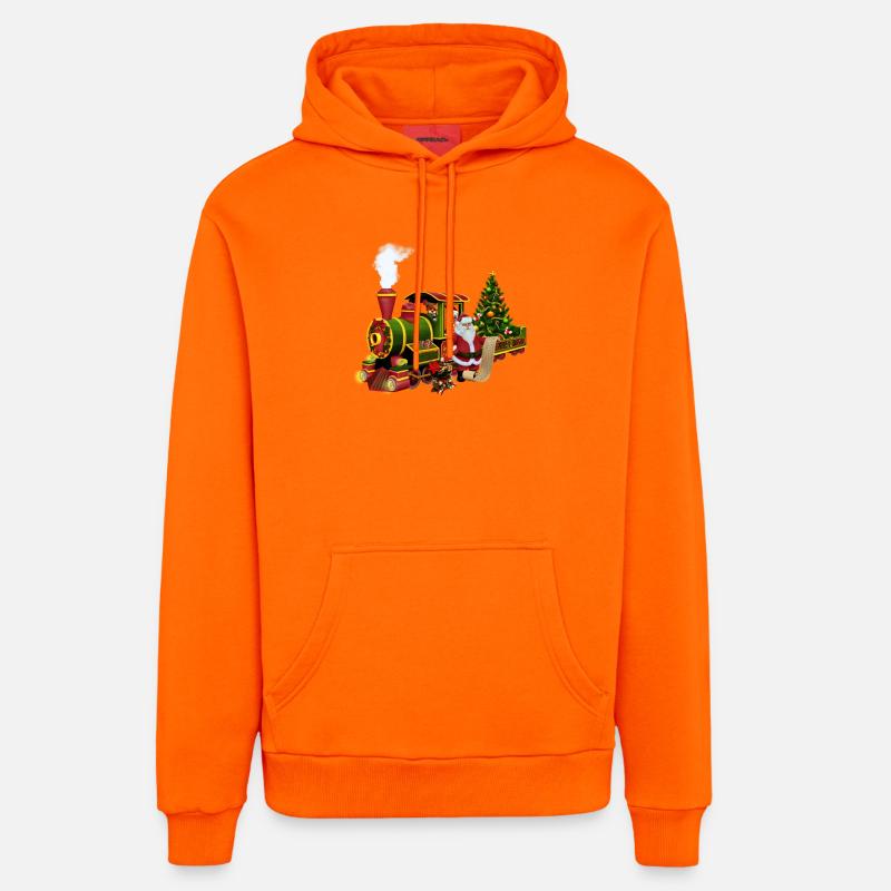 Santa avec un train - Sweat à capuche bio décontracté fabriqué en UE - SUNSET ORANGE
