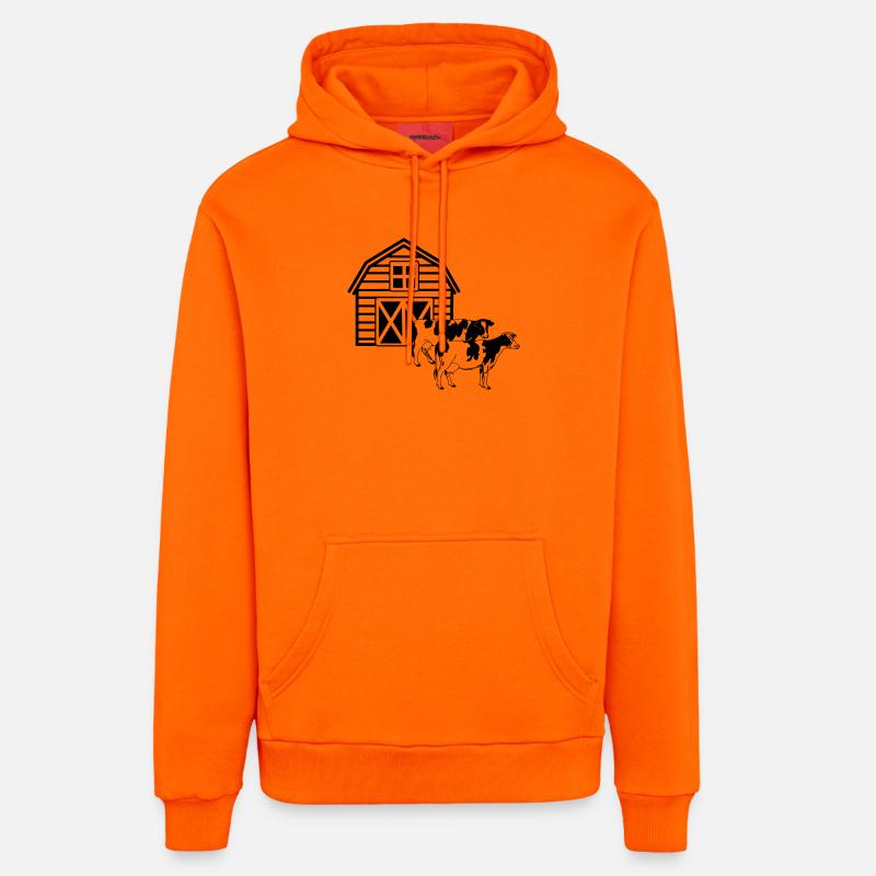 Ferme de vaches - Sweat à capuche bio décontracté fabriqué en UE - SUNSET ORANGE