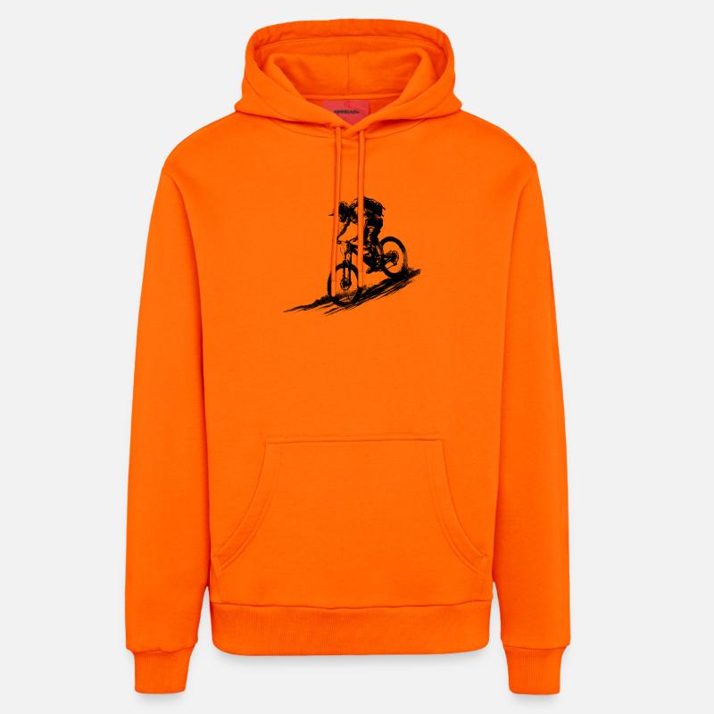 Descente en VTT - Sweat à capuche bio décontracté fabriqué en UE - SUNSET ORANGE