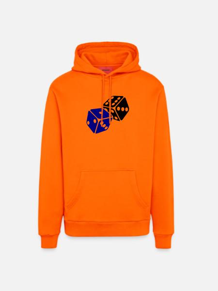 Blue Cube Minimal Design - Organic Relaxed Hoodie Made in EU - SUNSET ORANGE