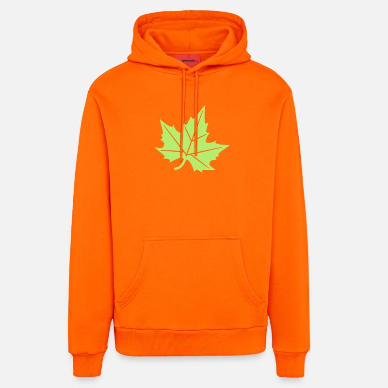 Conception de feuille de platane - Sweat à capuche bio décontracté fabriqué en UE - SUNSET ORANGE