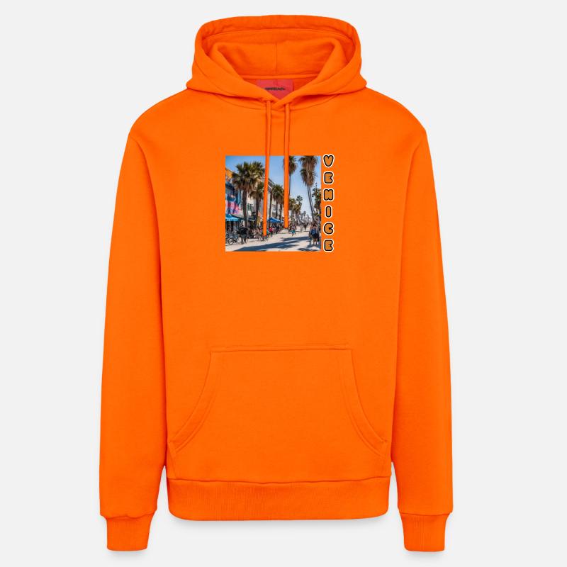 PLAGE DE VENISE - Sweat à capuche bio décontracté fabriqué en UE - SUNSET ORANGE