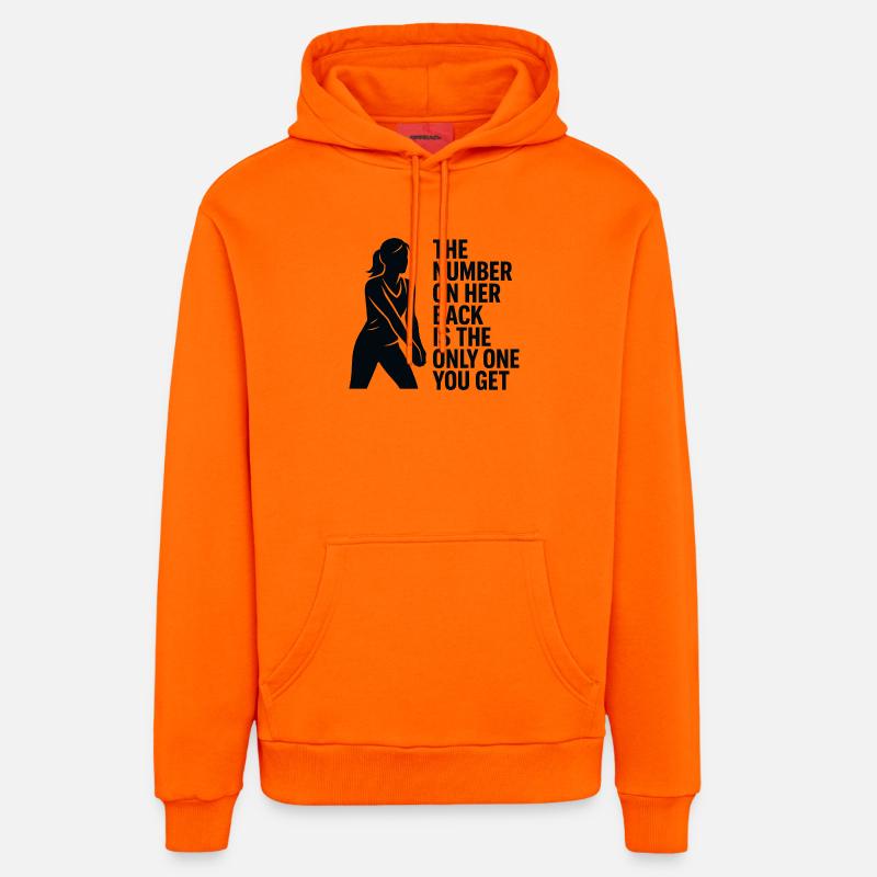 Numéro sur sa chemise arrière - Sweat à capuche bio décontracté fabriqué en UE - SUNSET ORANGE