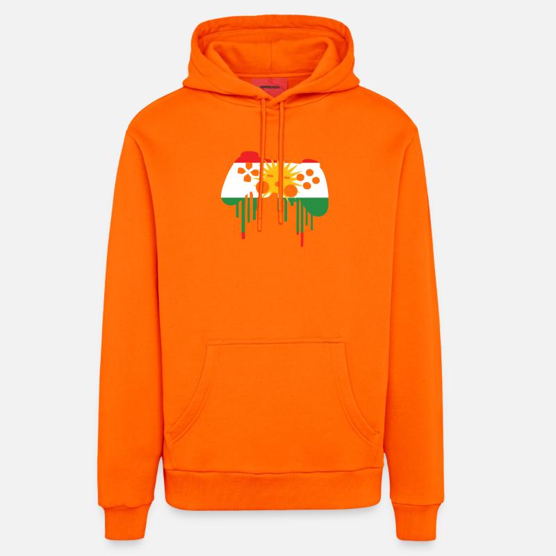 Drapeau de jeu kurde - Sweat à capuche bio décontracté fabriqué en UE - SUNSET ORANGE