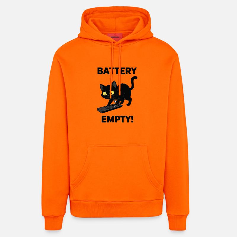 Battery Empty Chat Télécommande Humour - Sweat à capuche bio décontracté fabriqué en UE - SUNSET ORANGE