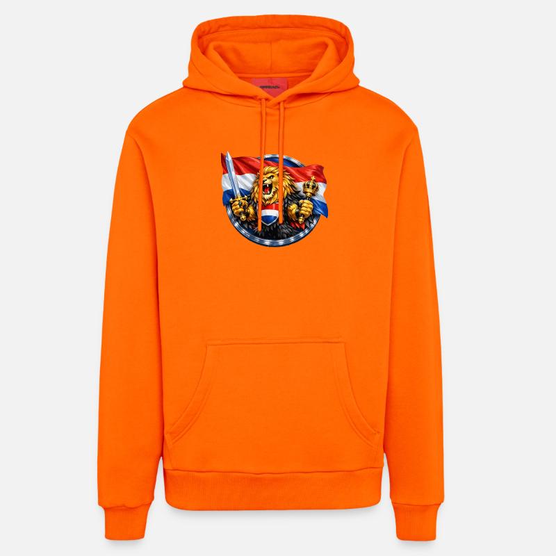 Lion hollandais avec épée et couronne - Sweat à capuche bio décontracté fabriqué en UE - SUNSET ORANGE