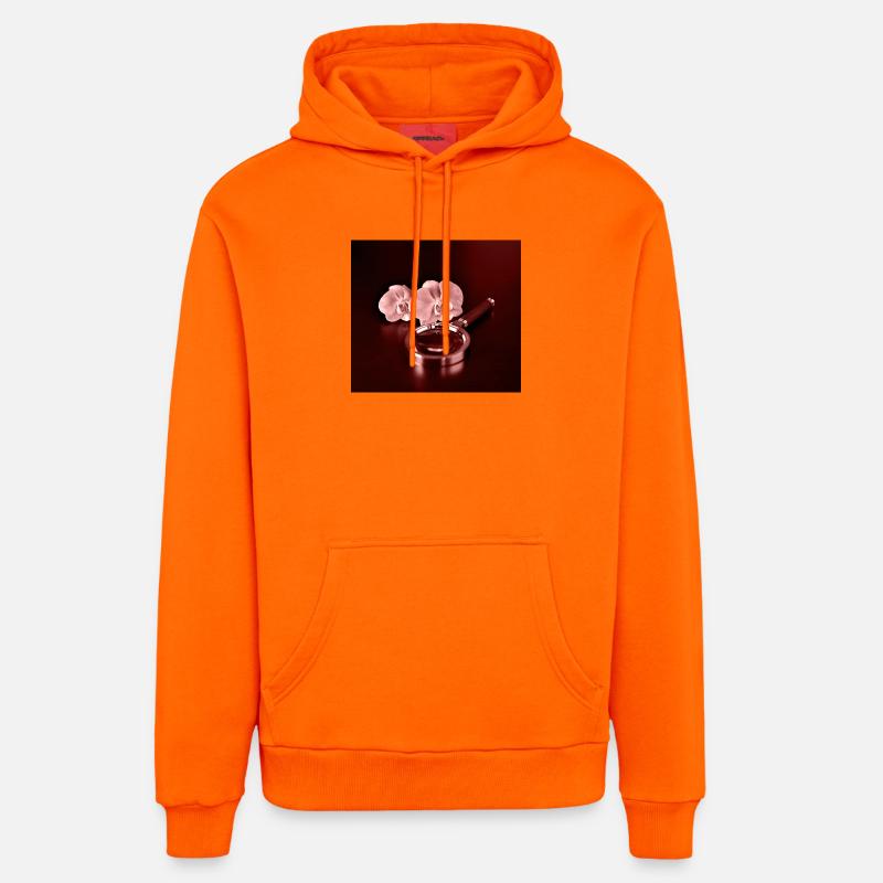 Fleurs d’orchidée et loupe - Sweat à capuche bio décontracté fabriqué en UE - SUNSET ORANGE