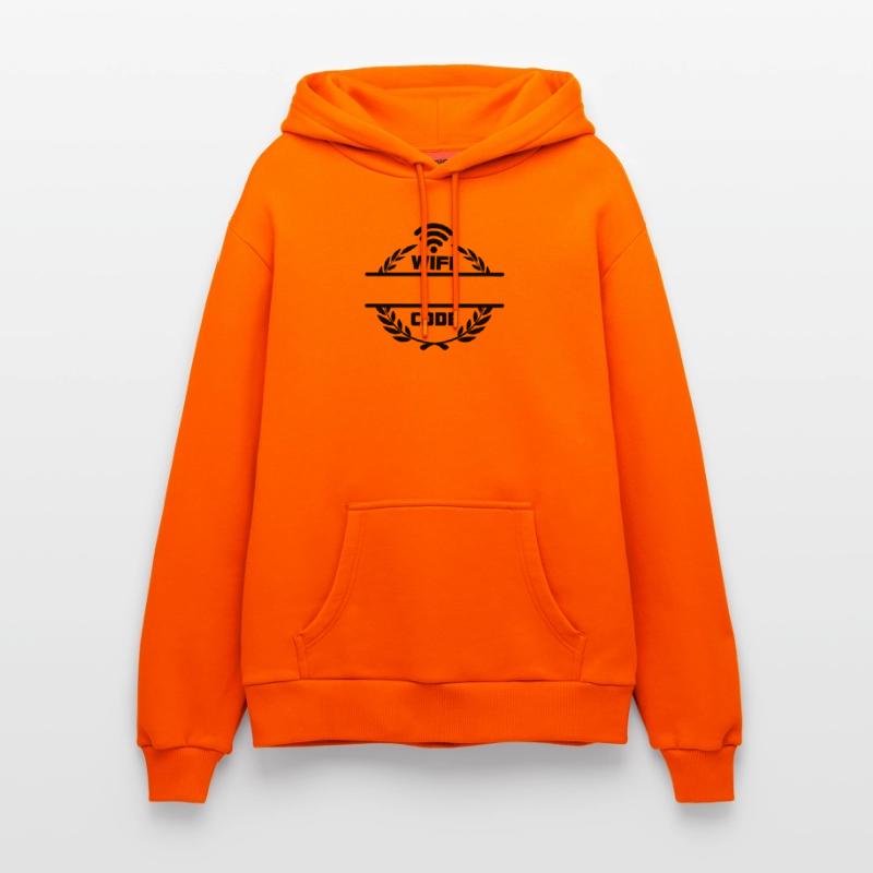 WLAN-Code im Lorbeerkranz mit leerer Textleiste Organic Relaxed Hoodie Made in EU