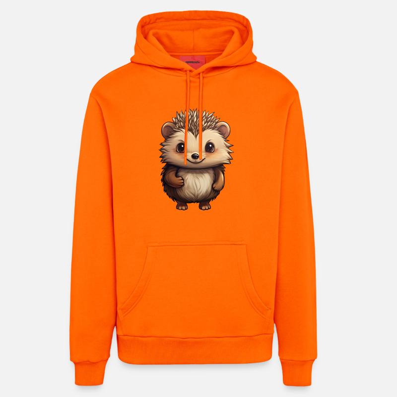 hérisson mignon - Design doux - joyeux - Sweat à capuche bio décontracté fabriqué en UE - SUNSET ORANGE