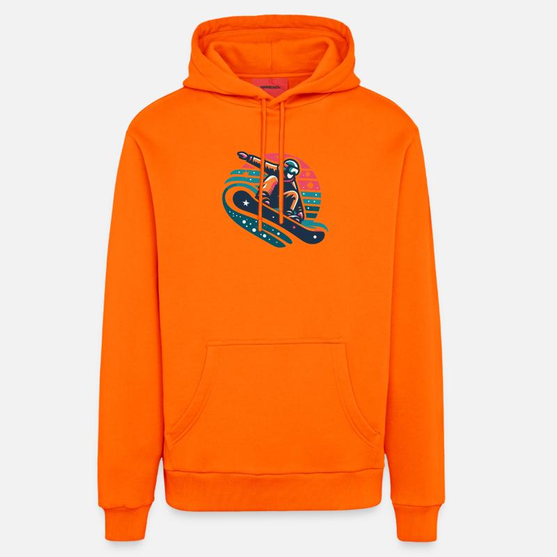 Illustration animée de snowboarder dynamique - Sweat à capuche bio décontracté fabriqué en UE - SUNSET ORANGE