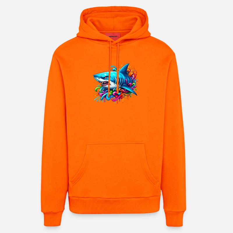 Requin - Sweat à capuche bio décontracté fabriqué en UE - SUNSET ORANGE