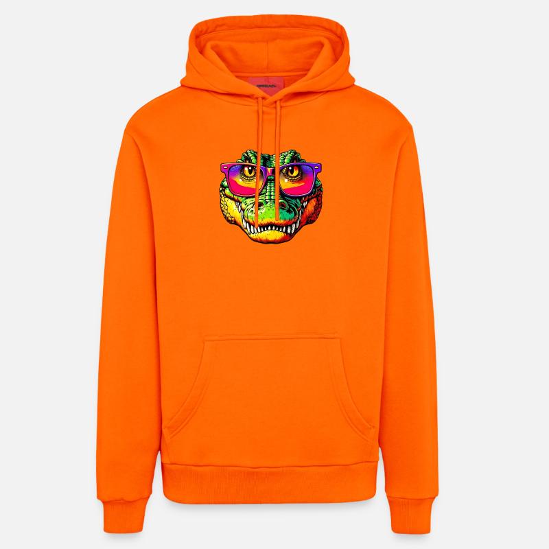 Crocodile avec lunettes de soleil - Sweat à capuche bio décontracté fabriqué en UE - SUNSET ORANGE