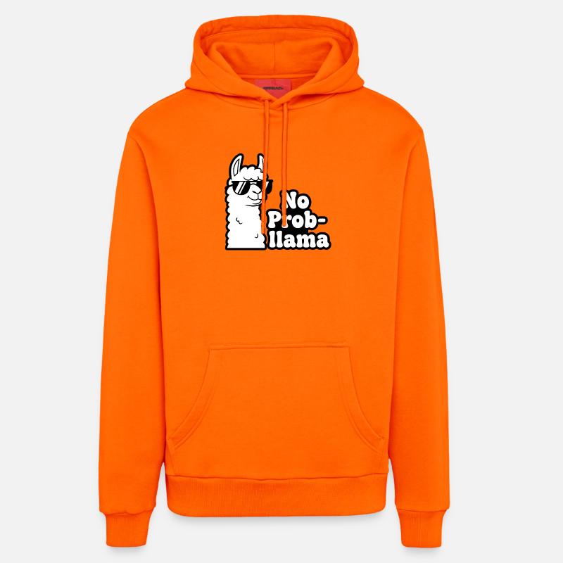 Impression contrastée No Prob Llama - Sweat à capuche bio décontracté fabriqué en UE - SUNSET ORANGE