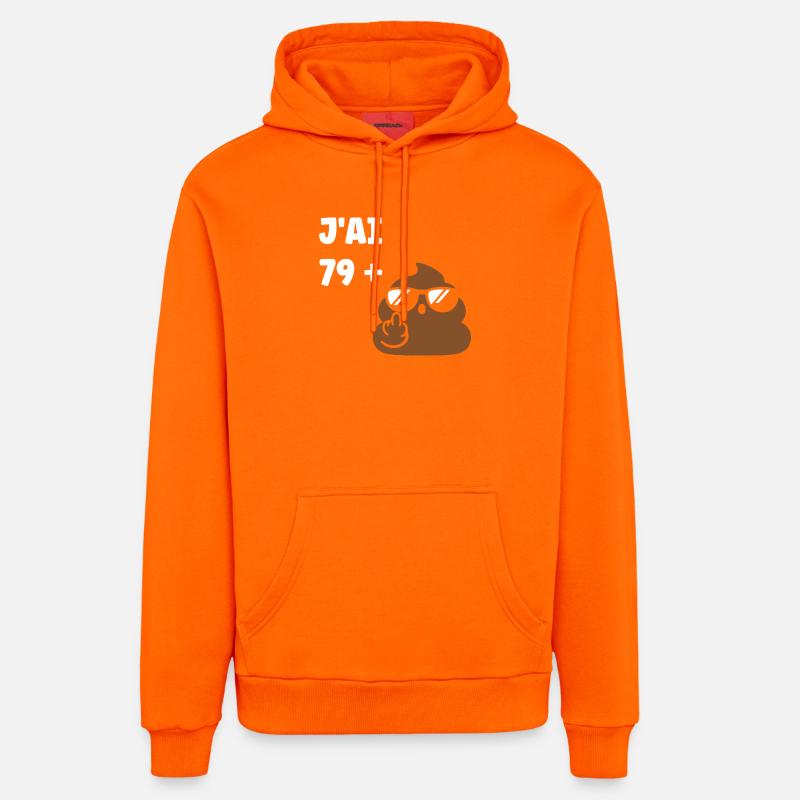 Caca 79 ans - Sweat à capuche bio décontracté fabriqué en UE - SUNSET ORANGE