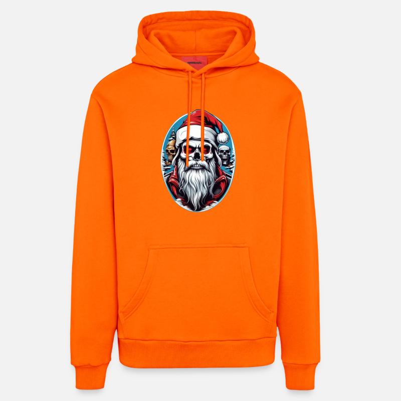 Crâne du Père Noël - Sweat à capuche bio décontracté fabriqué en UE - SUNSET ORANGE