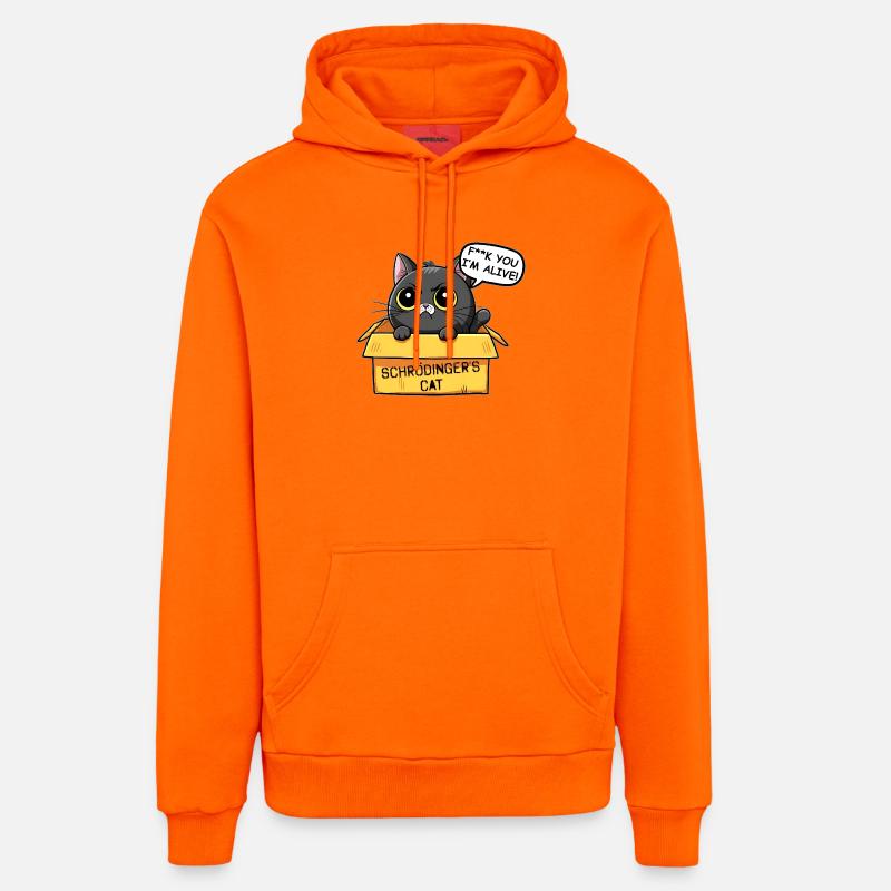 Schrodinger Cat Box Drôle de chat - Sweat à capuche bio décontracté fabriqué en UE - SUNSET ORANGE