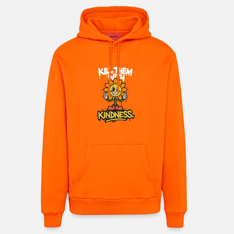Tuez-les avec gentillesse – souriez simplement - Sweat à capuche bio décontracté fabriqué en UE - SUNSET ORANGE