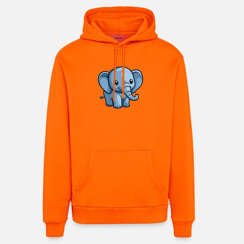 Motif d’éléphant de dessin animé bleu - Sweat à capuche bio décontracté fabriqué en UE - SUNSET ORANGE