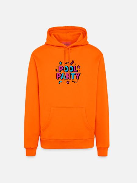 Pool Party 90s Lettering - Organic Relaxed Hoodie Made in EU - SUNSET ORANGE