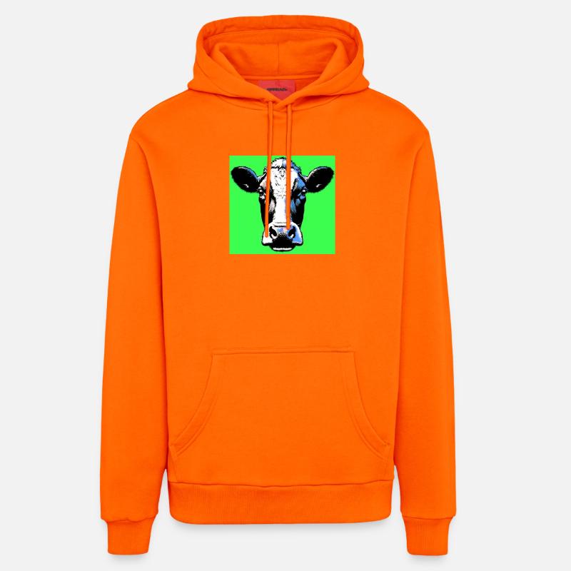 vache - Sweat à capuche bio décontracté fabriqué en UE - SUNSET ORANGE