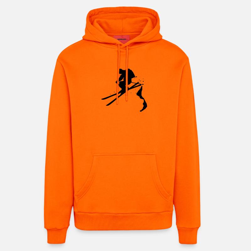 ski_freerider - Sweat à capuche bio décontracté fabriqué en UE - SUNSET ORANGE