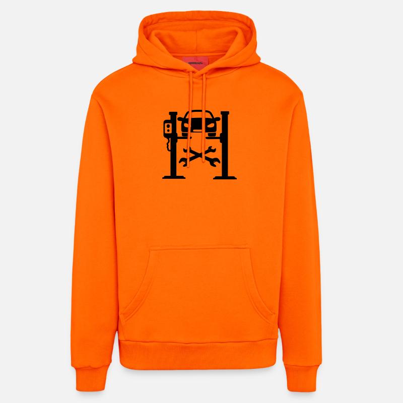 Logo du garage automobile - Sweat à capuche bio décontracté fabriqué en UE - SUNSET ORANGE