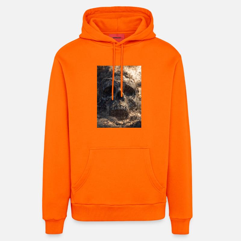 Crâne dans les nuages d’orage - Sweat à capuche bio décontracté fabriqué en UE - SUNSET ORANGE