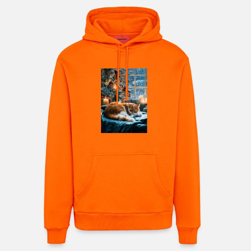 Sieste de chat de Noël douillette - Sweat à capuche bio décontracté fabriqué en UE - SUNSET ORANGE