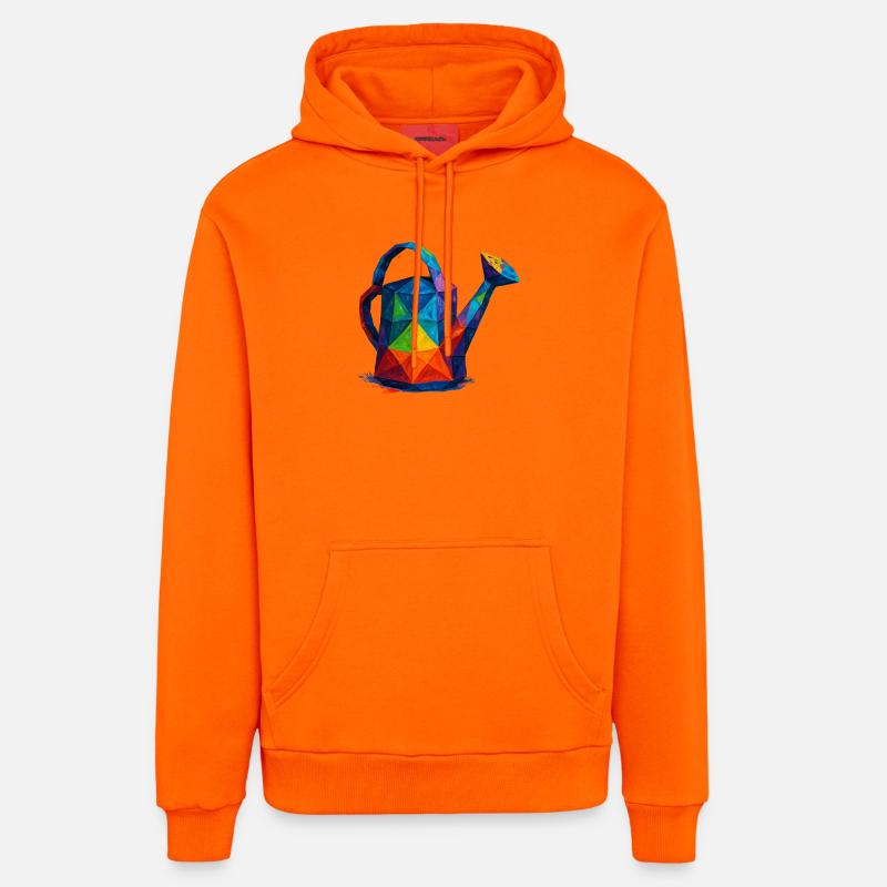 Arrosoir Géométrique - Design Low Poly Jardin - Sweat à capuche bio décontracté fabriqué en UE - SUNSET ORANGE