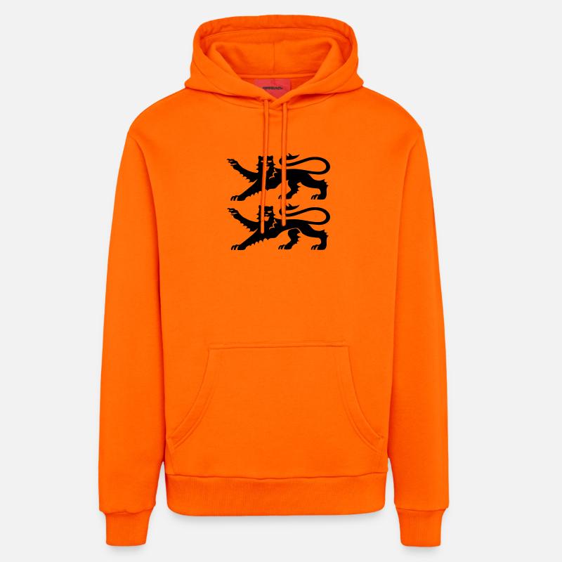 Blason Normandie 2 Léopards Noir - Sweat à capuche bio décontracté fabriqué en UE - SUNSET ORANGE